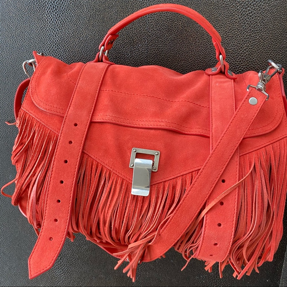 Proenza Schouler, ps1, fringe, coral, suede